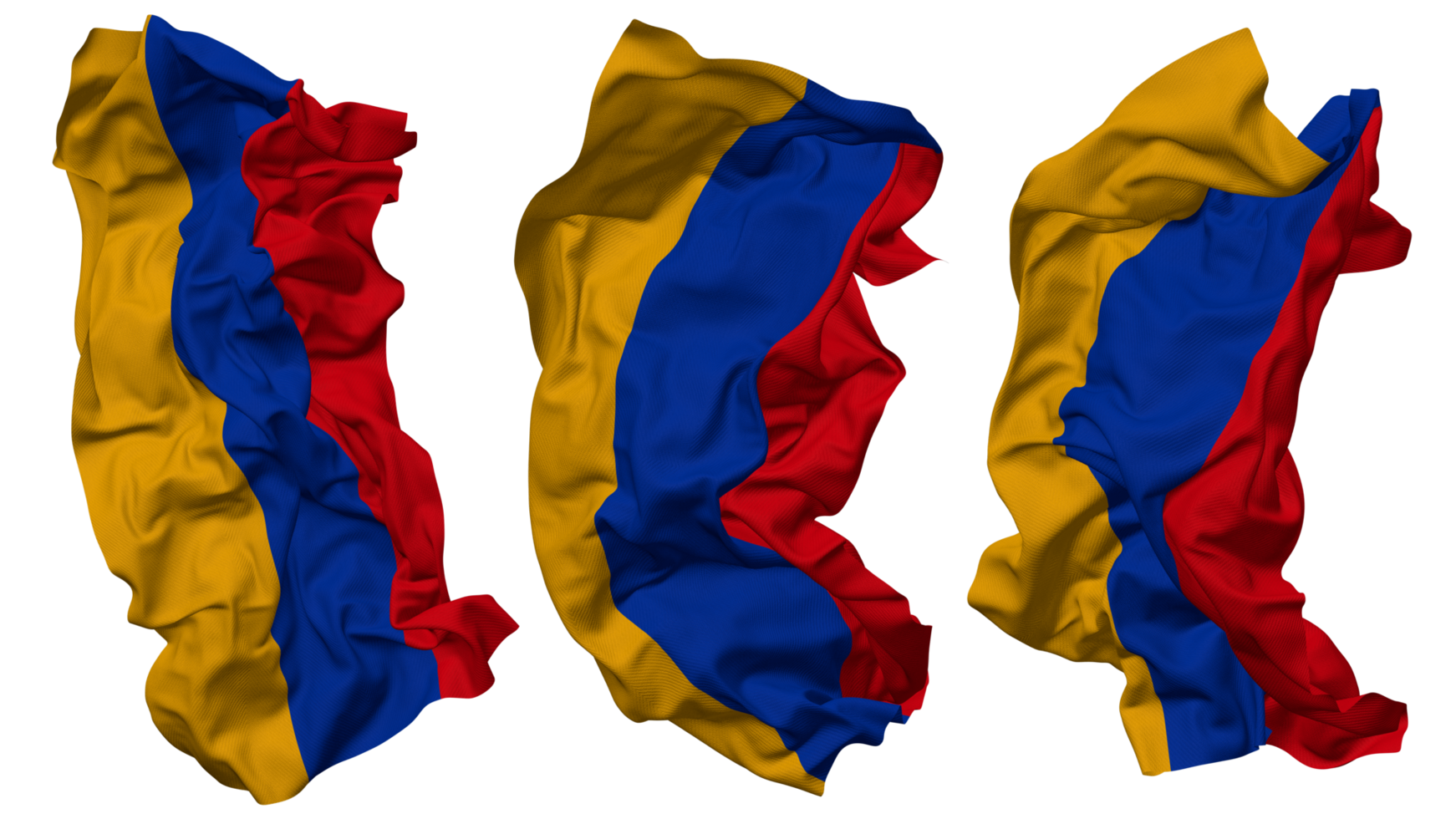 Armenien Flagge Wellen isoliert im anders Stile mit stoßen Textur, 3d Rendern png
