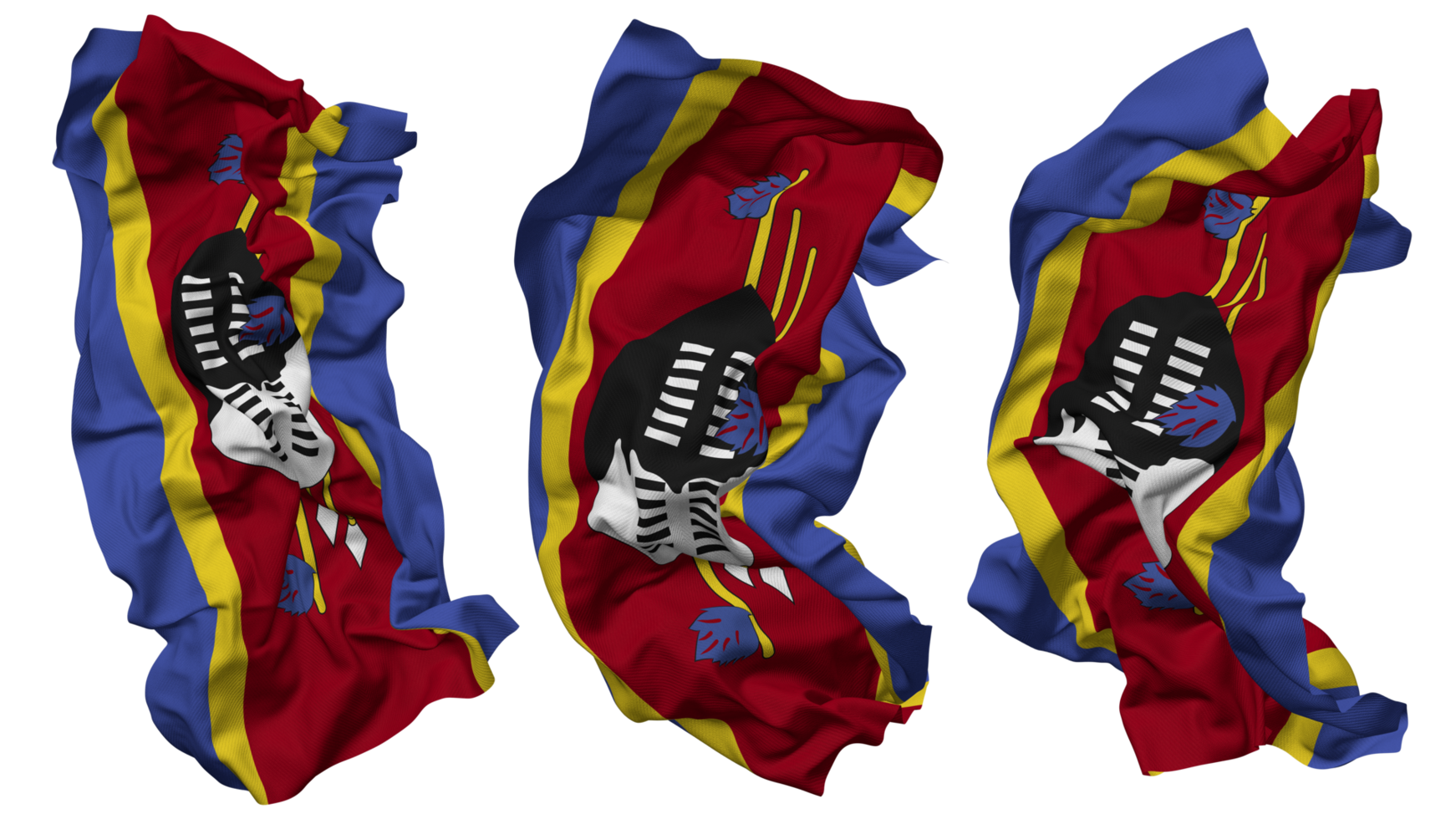 Eswatini Flag Waves Isolated in Different Styles with Bump Texture, 3D Rendering png