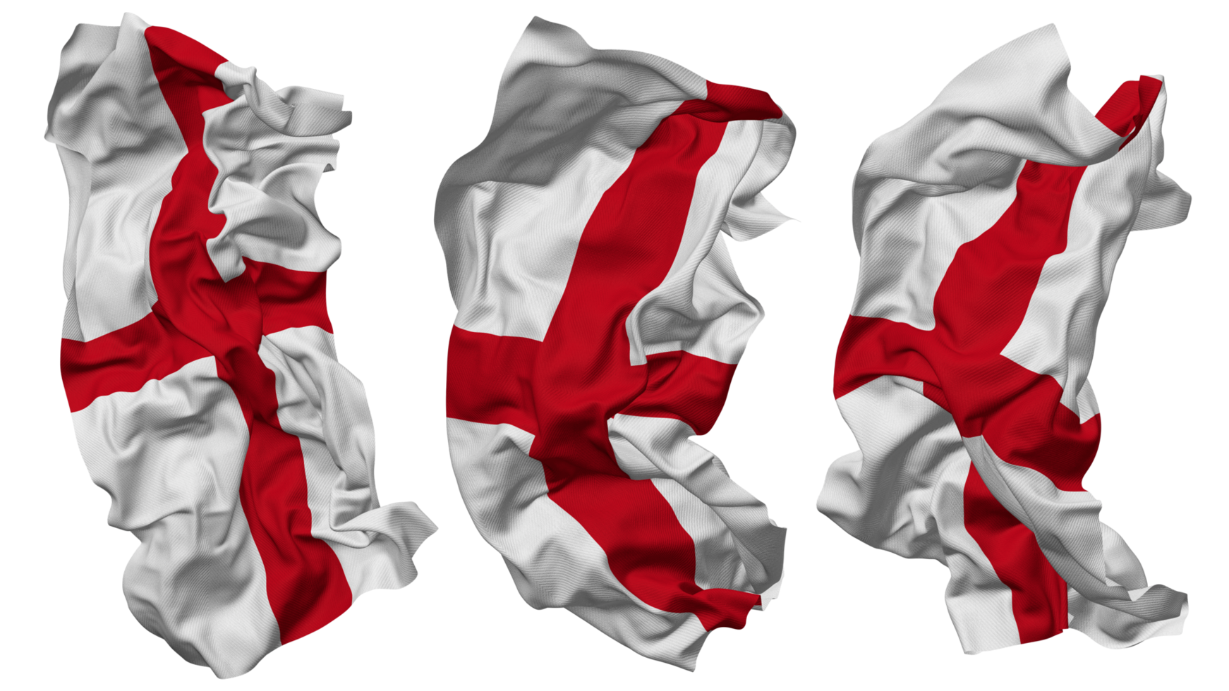 Engeland vlag golven geïsoleerd in verschillend stijlen met buil textuur, 3d renderen png