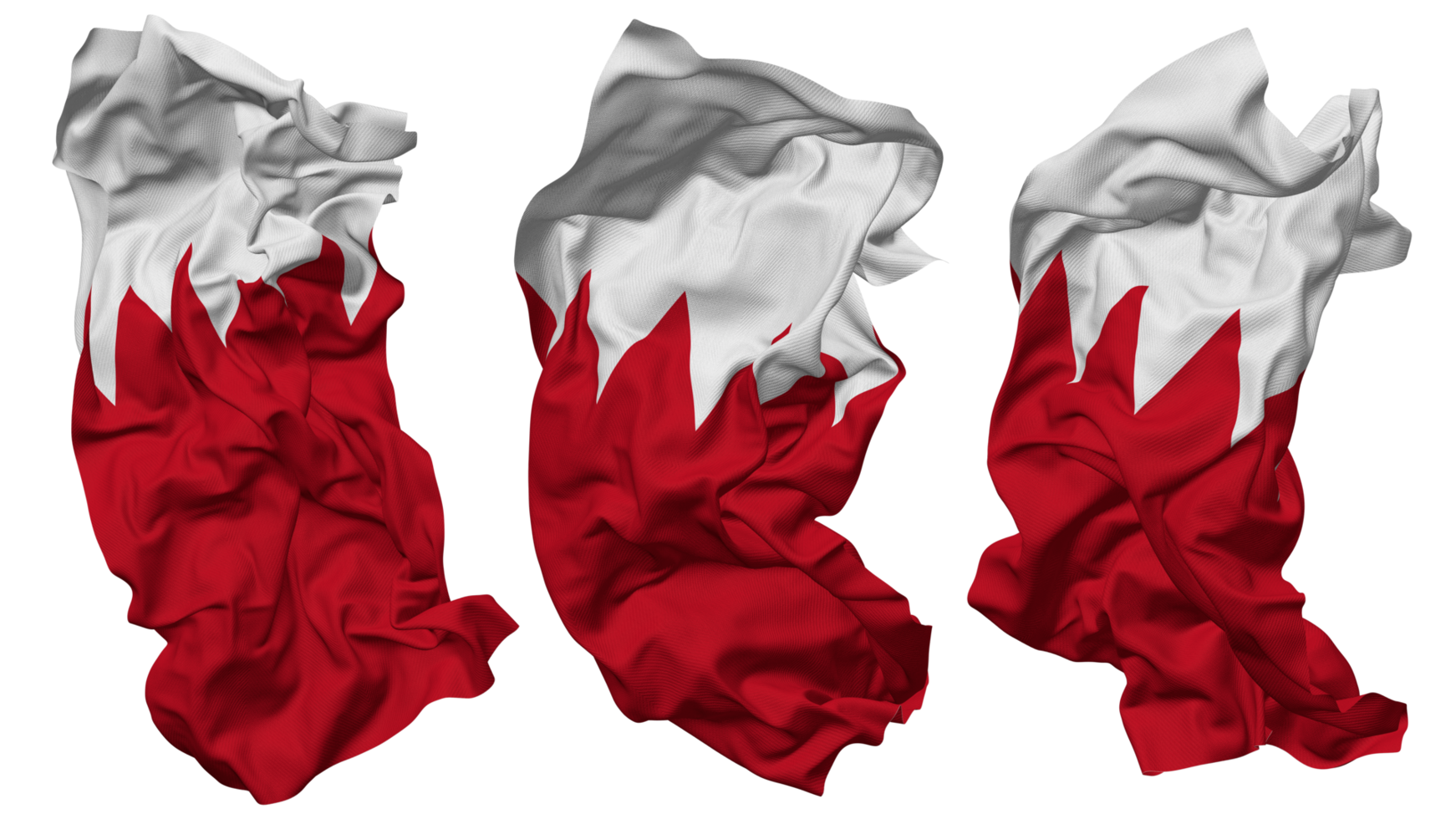 Bahrain Flag Waves Isolated in Different Styles with Bump Texture, 3D Rendering png