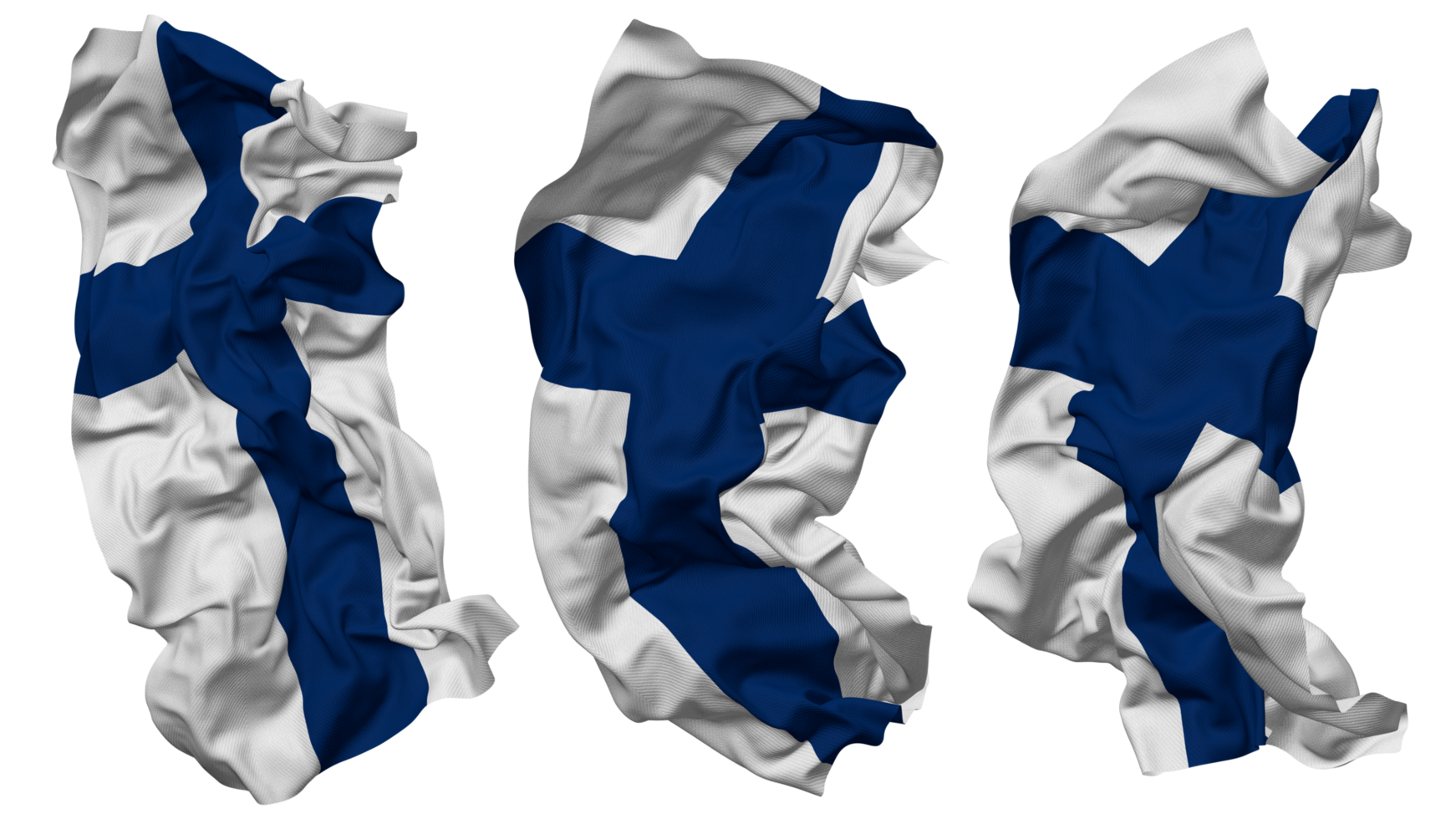Finlândia bandeira ondas isolado dentro diferente estilos com colisão textura, 3d Renderização png