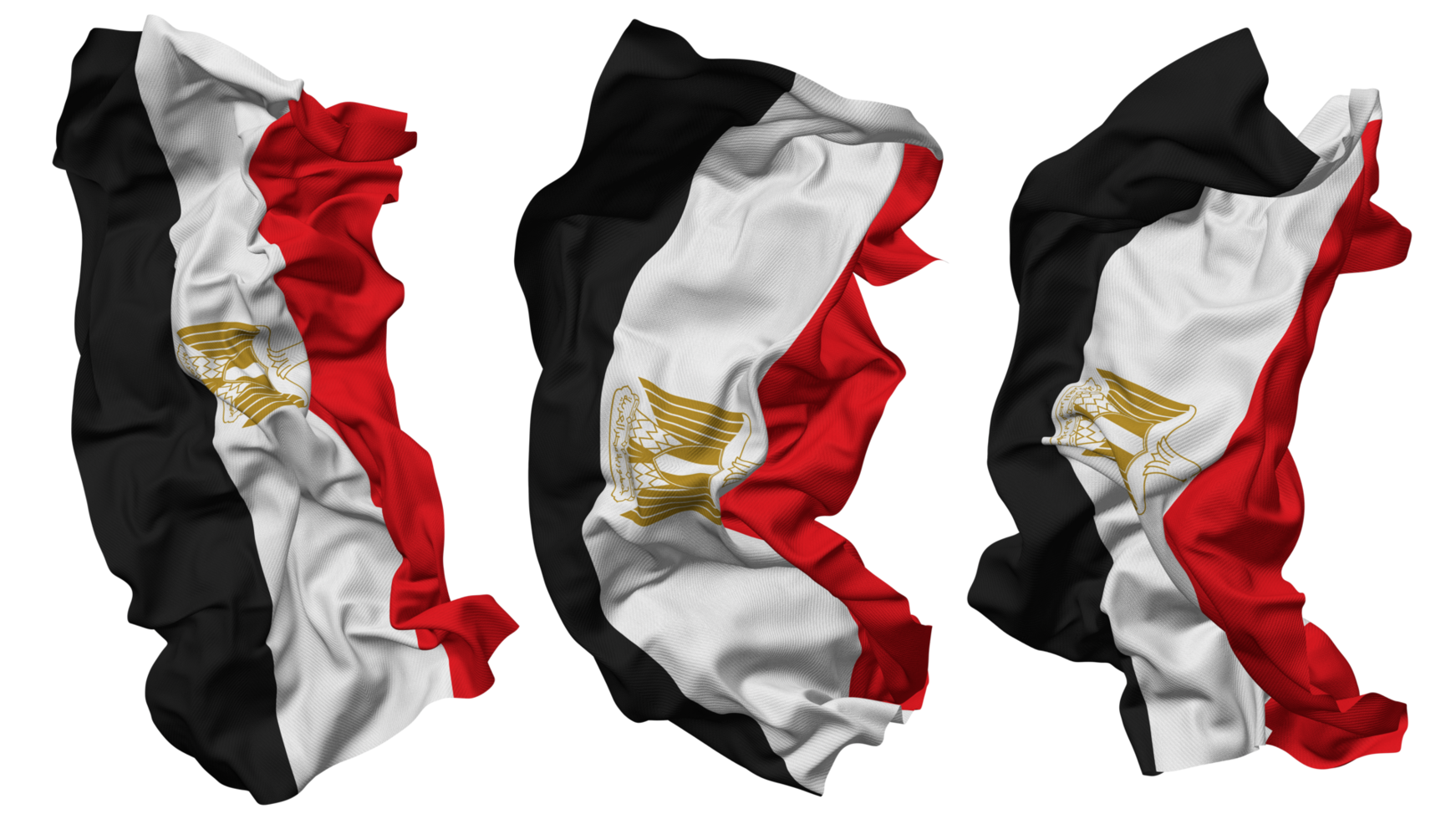 Egito bandeira ondas isolado dentro diferente estilos com colisão textura, 3d Renderização png