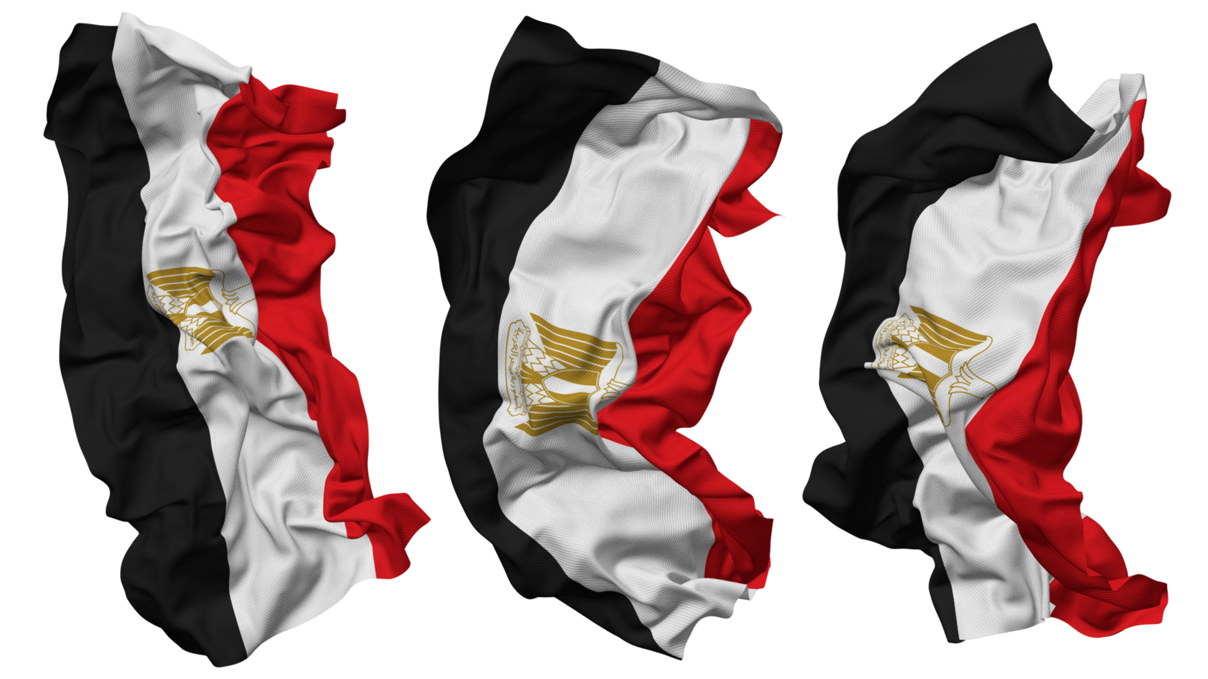 Egypt Flag Waves Isolated in Different Styles with Bump Texture, 3D Rendering png