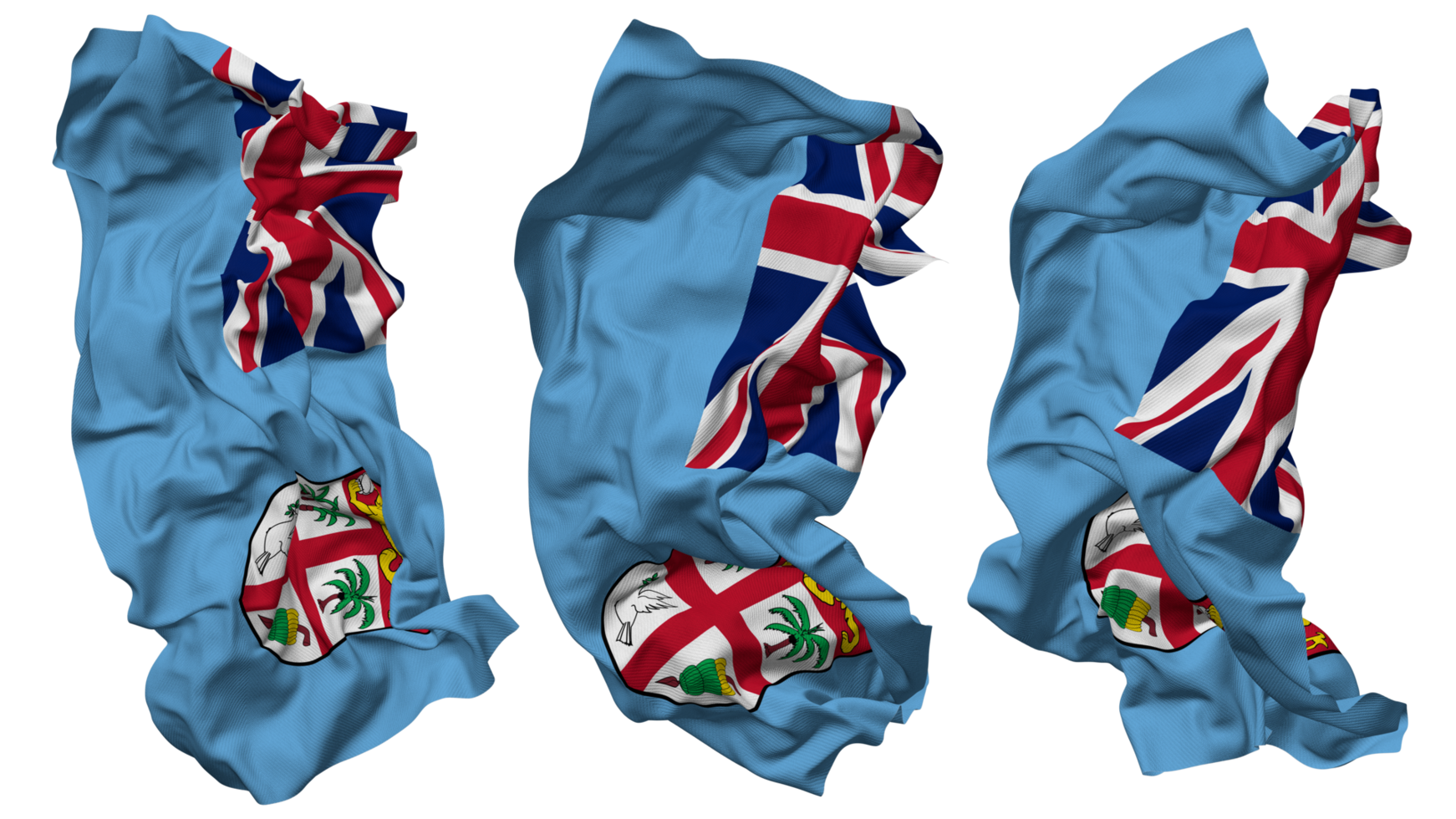 Fiji Flag Waves Isolated in Different Styles with Bump Texture, 3D Rendering png