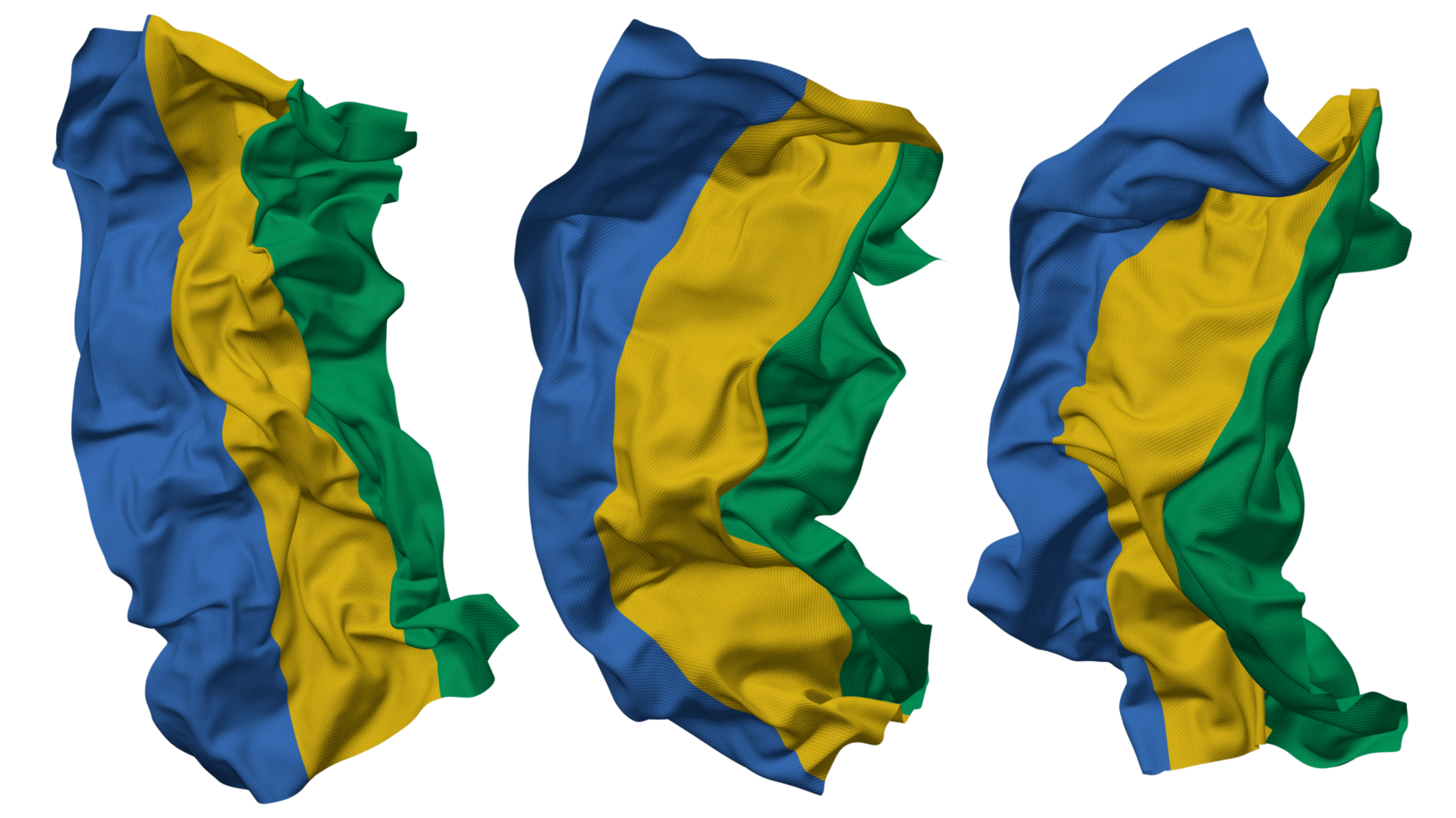 Gabón bandera olas aislado en diferente estilos con bache textura, 3d representación png