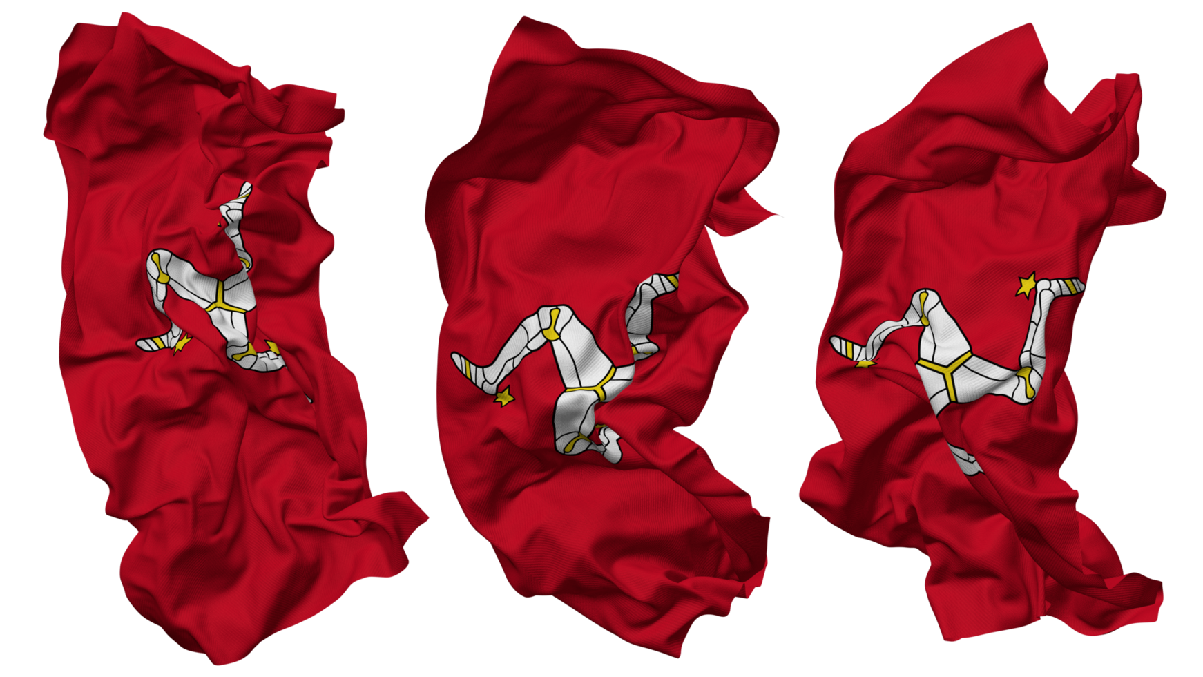 Isle of Man Flag Waves Isolated in Different Styles with Bump Texture, 3D Rendering png