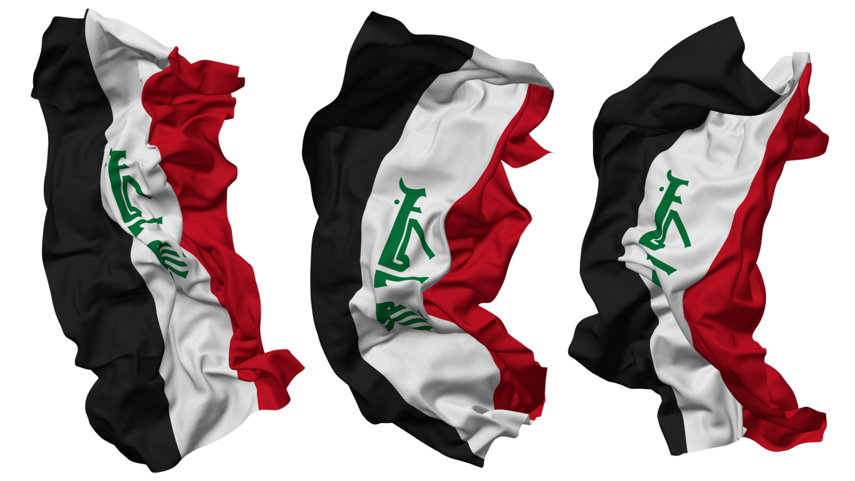 Iraq Flag Waves Isolated in Different Styles with Bump Texture, 3D Rendering png
