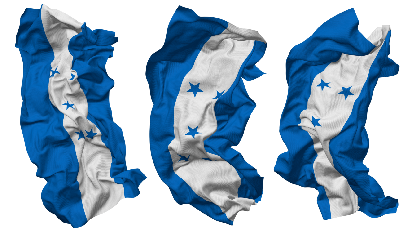 Honduras Flag Waves Isolated in Different Styles with Bump Texture, 3D Rendering png