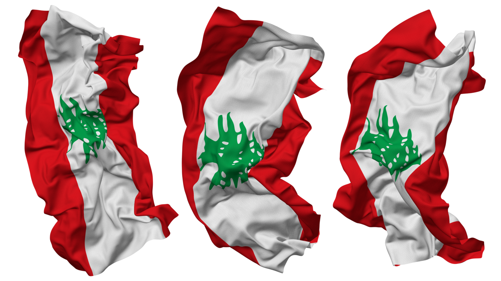 Libanon Flagge Wellen isoliert im anders Stile mit stoßen Textur, 3d Rendern png