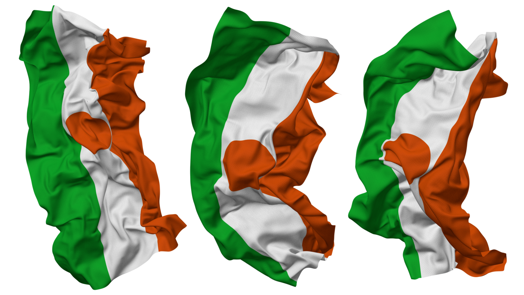 Níger bandeira ondas isolado dentro diferente estilos com colisão textura, 3d Renderização png