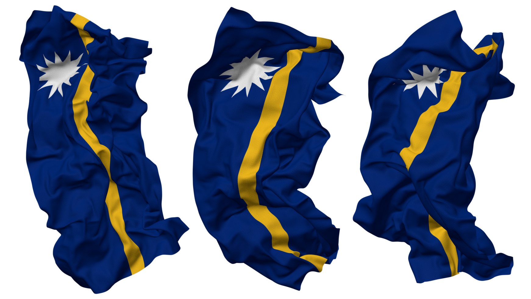 Nauru Flag Waves Isolated in Different Styles with Bump Texture, 3D Rendering png