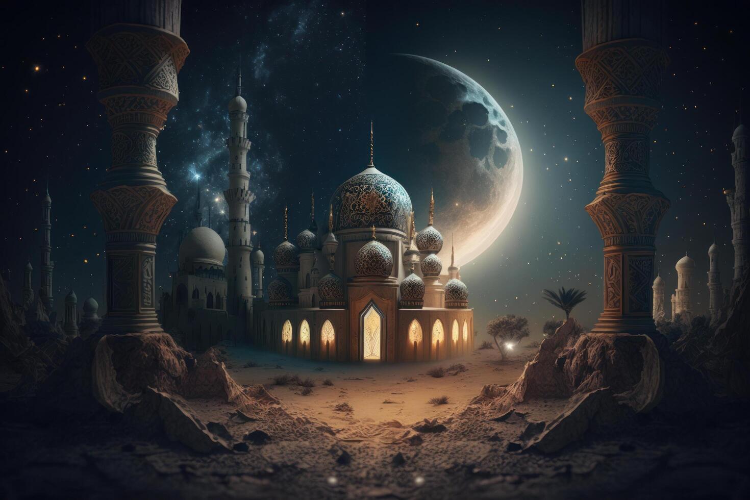 Festive photo ramadan kareem background. Illustration