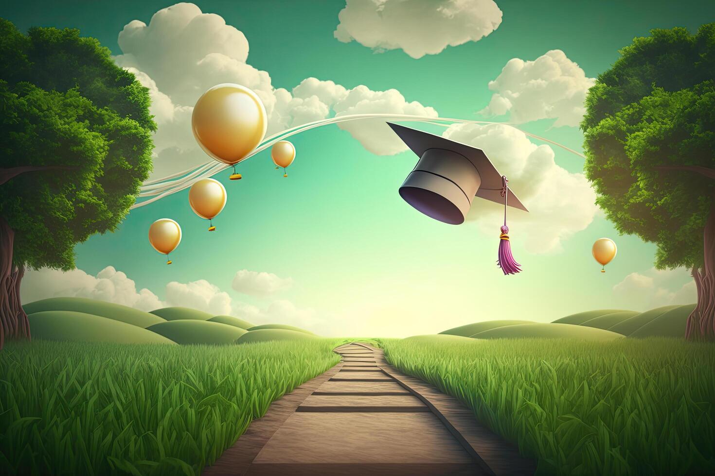 Multicolored graduation celebration background. Illustration photo