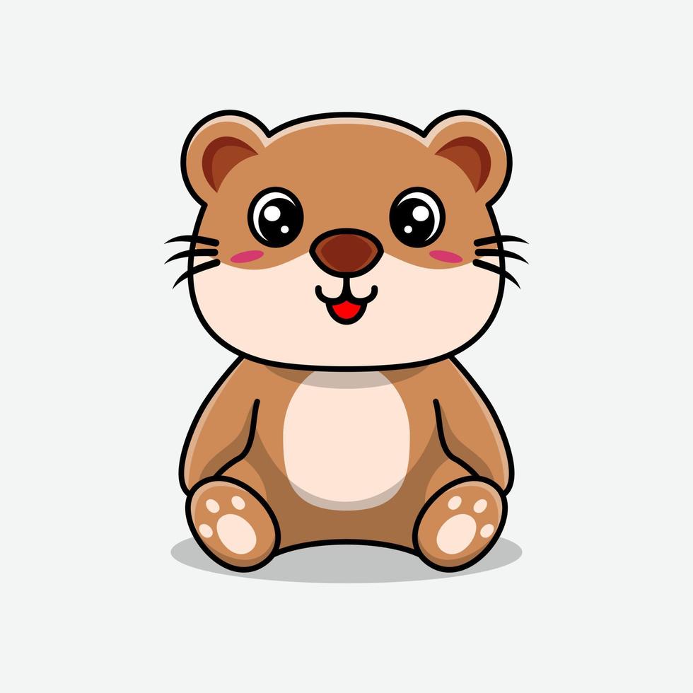 Vector cute otter sitting cartoon illustration