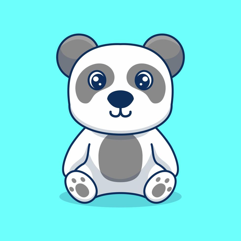 Vector cute panda sitting cartoon illustration