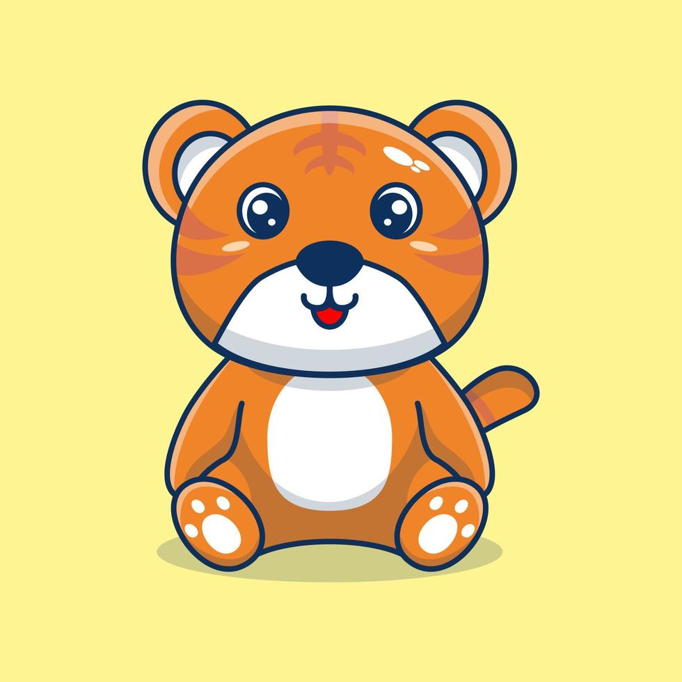 Vector cute tiger sitting cartoon illustration