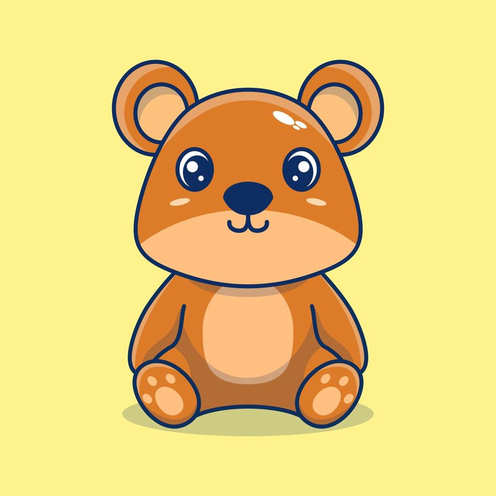 Vector cute teddy bear sitting cartoon illustration
