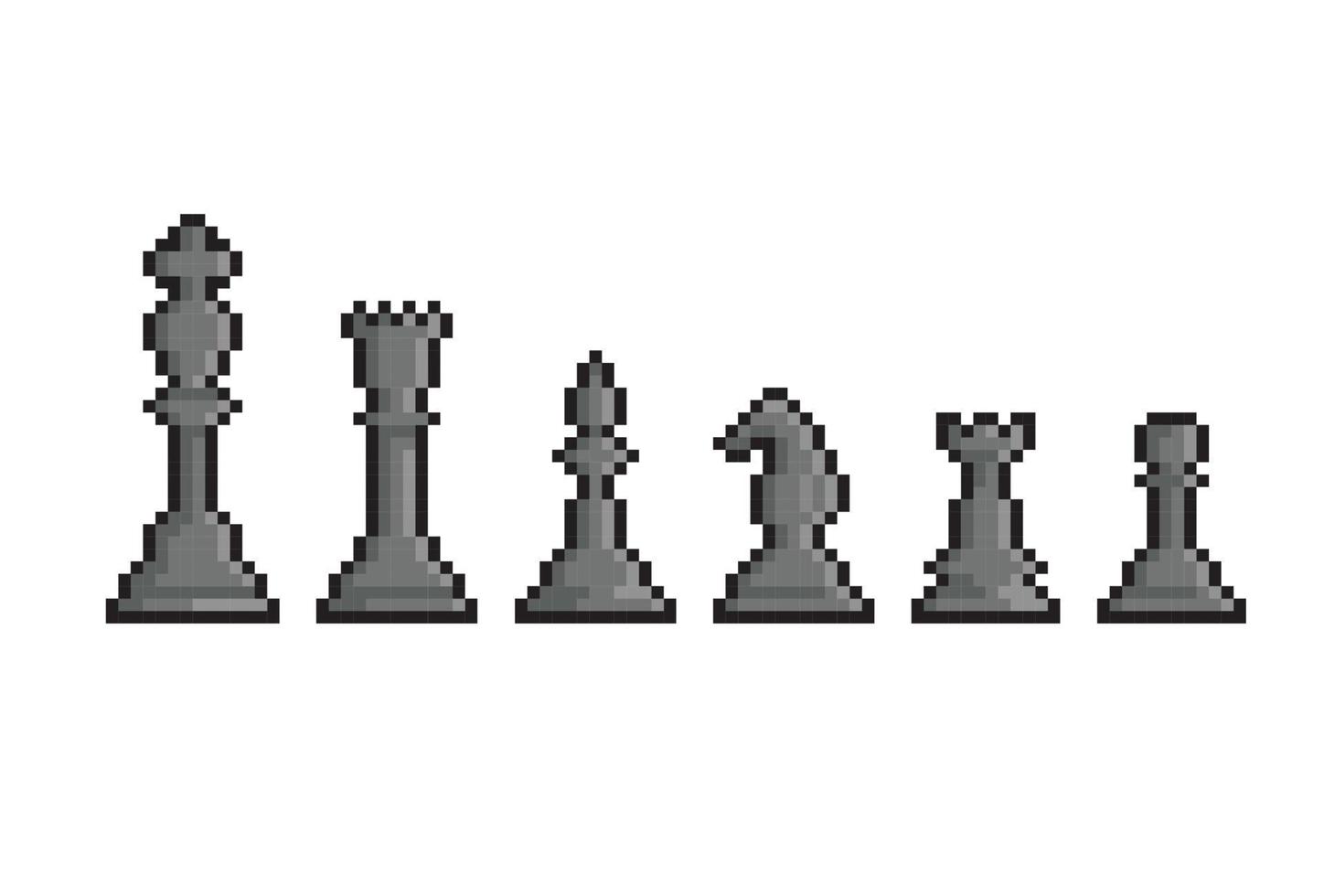 black piece of chess in pixel art style vector