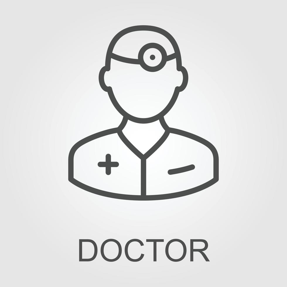 Doctor with Face Mask Vector Line Icons
