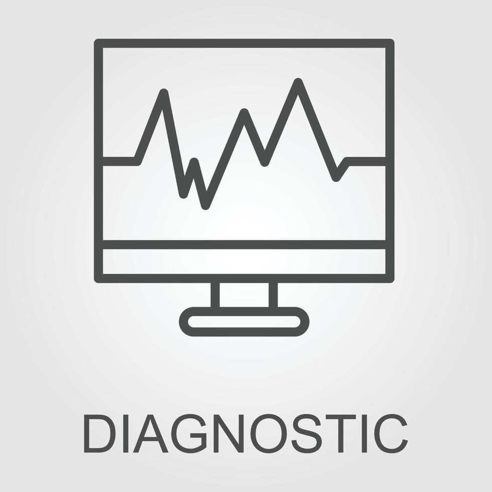 Diagnostic icon line isolated on clean background. Diagnostic icon concept drawing icon line in modern style. Vector illustration for your web mobile logo app UI design.