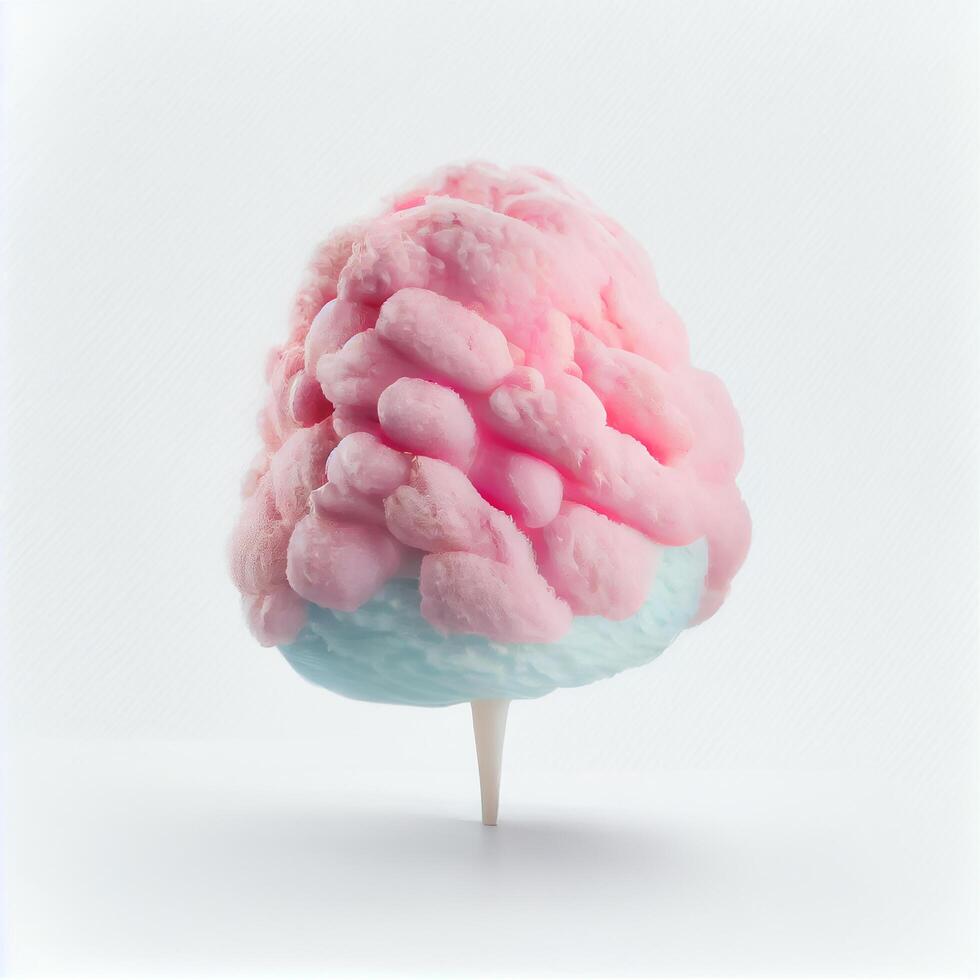 delicioso rosado suave algodón caramelo en. ilustración generativo ai foto
