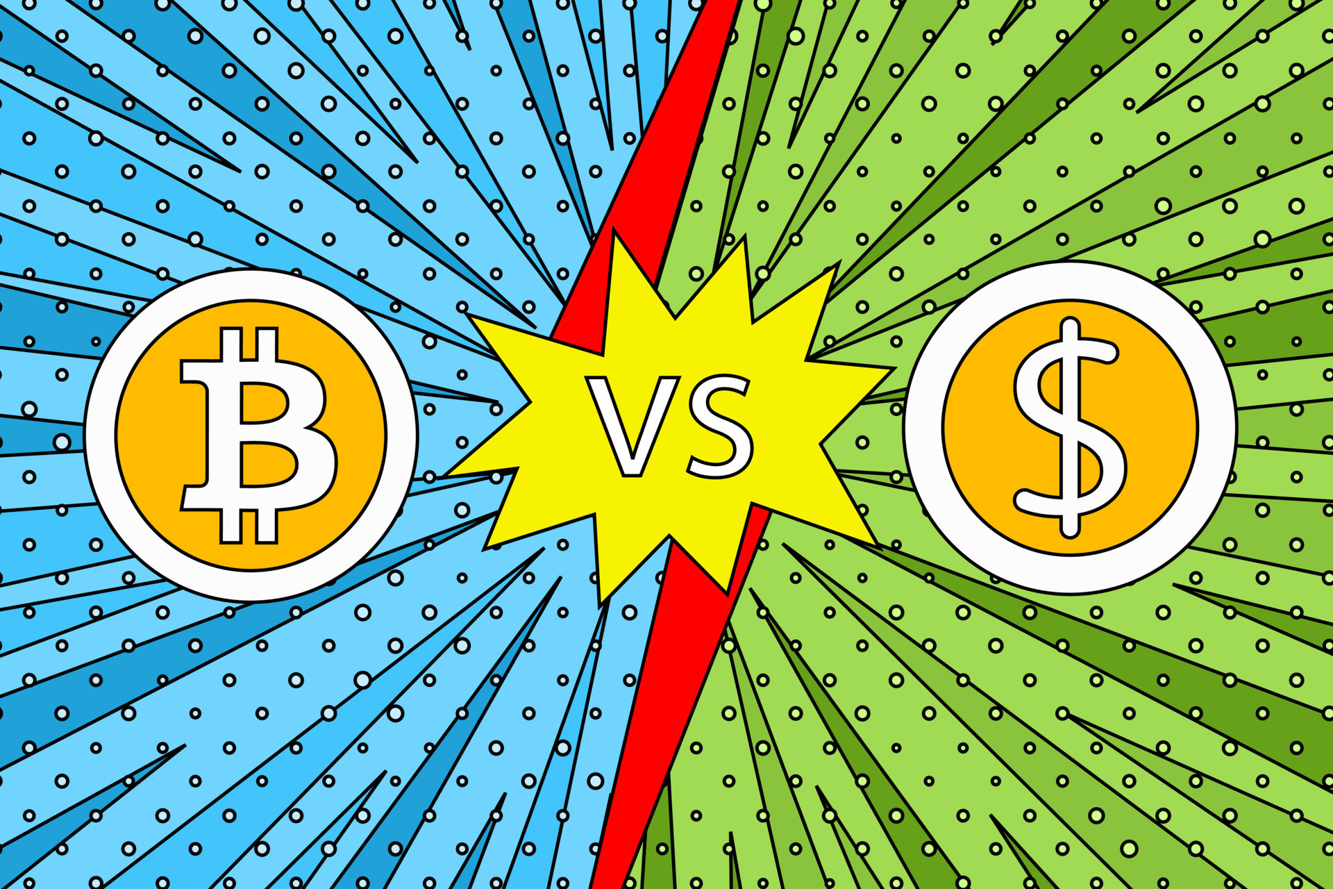 Bitcoin Cryptocurrency VS US Dollar Sign Creative E business Concept 