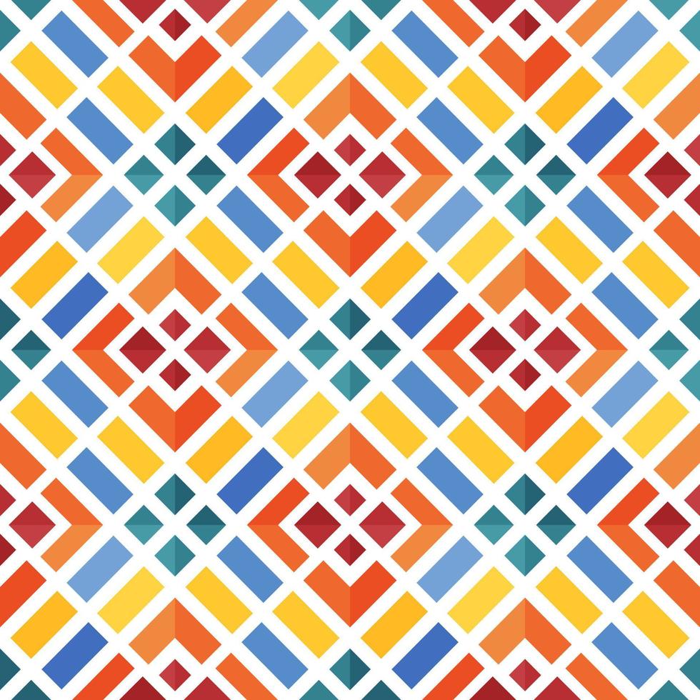 Mediterranean style ceramic tile pattern Ethnic folk ornament Colorful seamless geometric pattern vector
