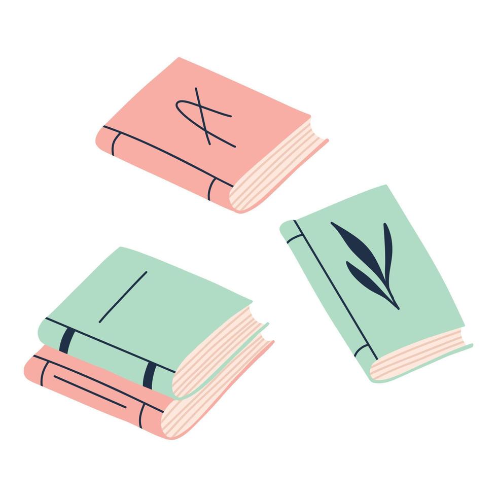 Set of books in flat style. Vector illustration.
