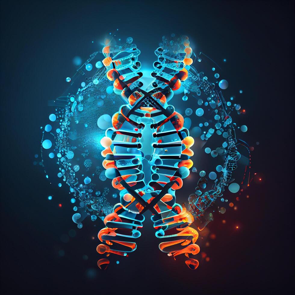 abstract lights vivid thin DNA double helix. Illustration photo