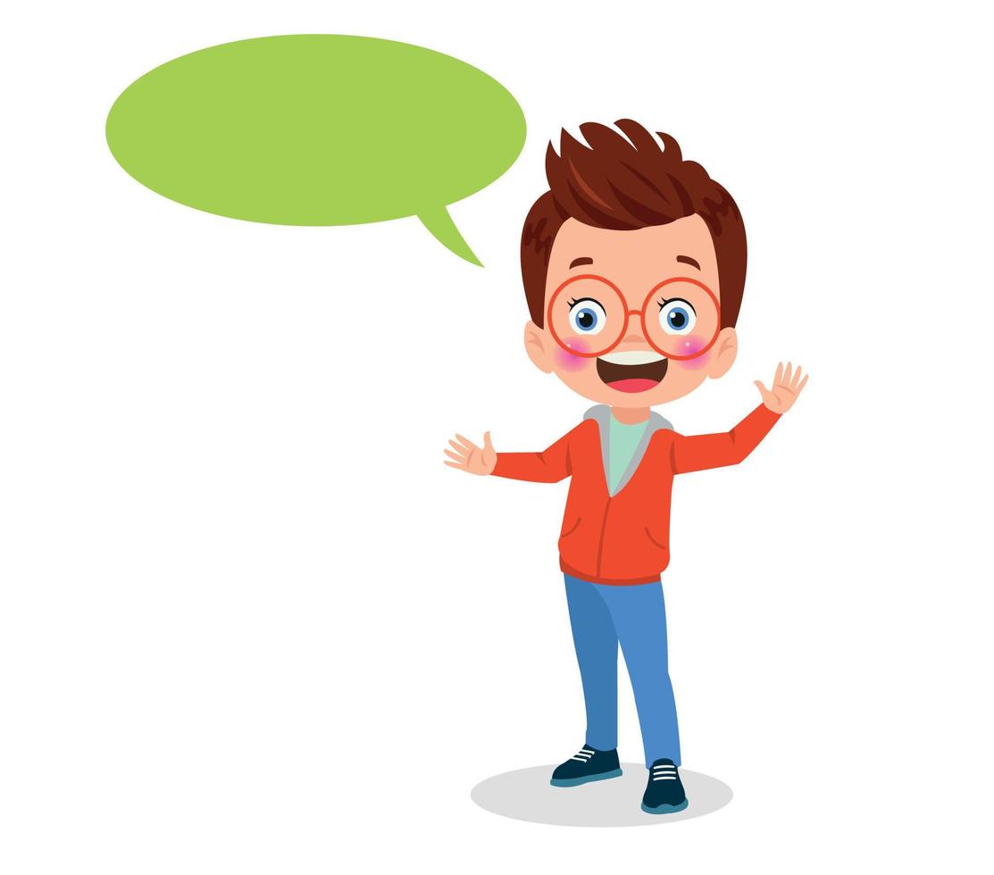 Kid talking with a speech bubble. vector