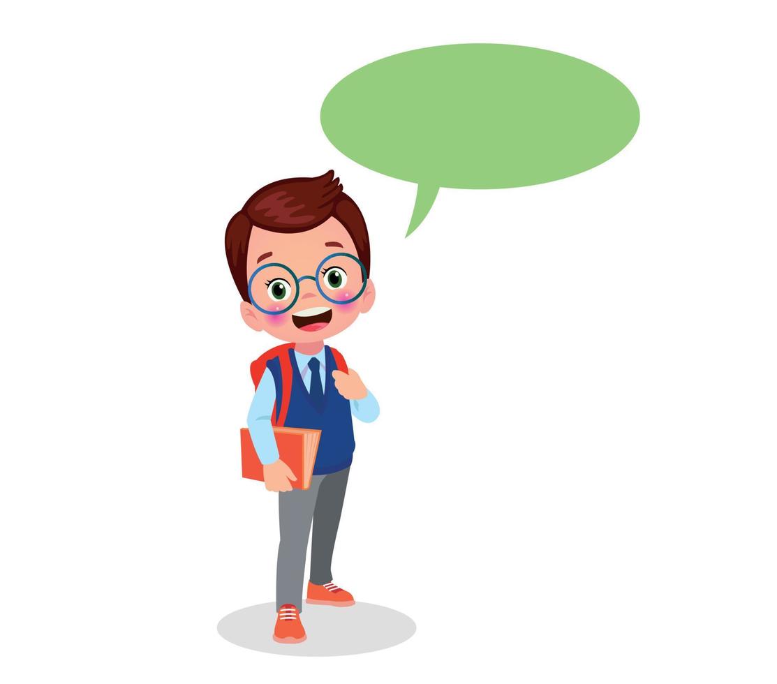 Kid talking with a speech bubble. vector