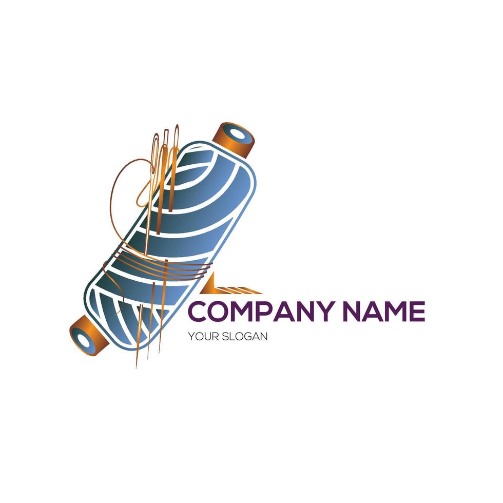 Needle and sewing needle thread logo icon design template flat vector
