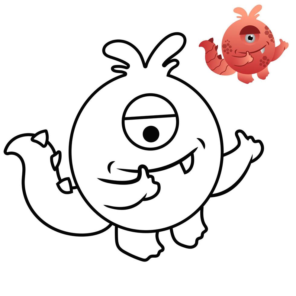 Coloring Pages for kids Education Cute monster cartoon vector icon illustration. monster holiday icon concept isolated