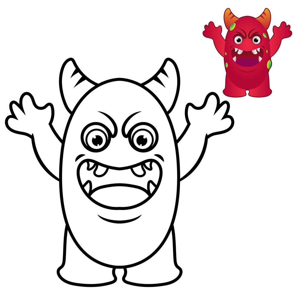 Coloring Pages for kids Education Cute monster cartoon vector icon illustration. monster holiday icon concept isolated