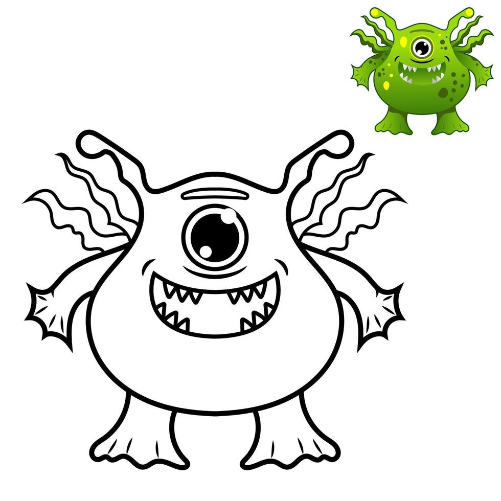 Coloring Pages for kids Education Cute monster cartoon vector icon illustration. monster holiday icon concept isolated