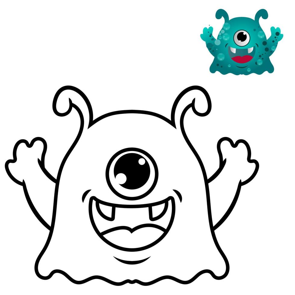 Coloring Pages for kids Education Cute monster cartoon vector icon illustration. monster holiday icon concept isolated