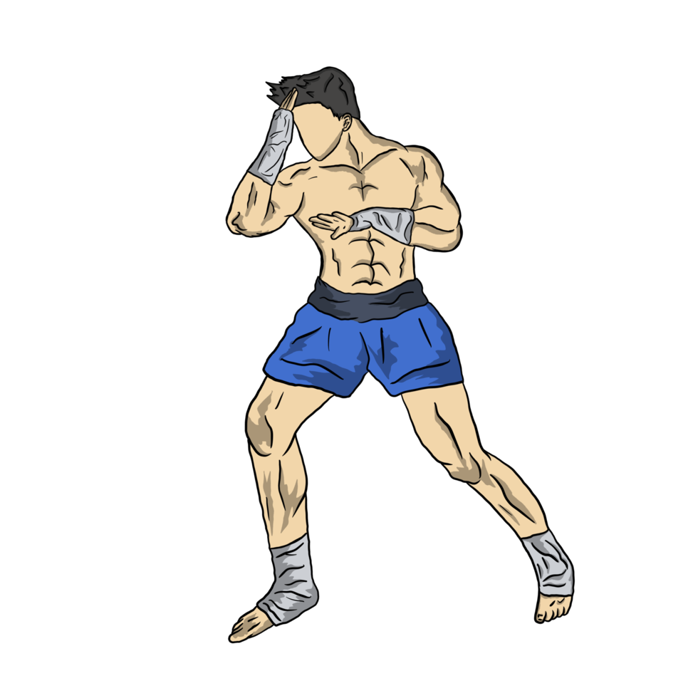 illustration silhouette muay thai fighter png