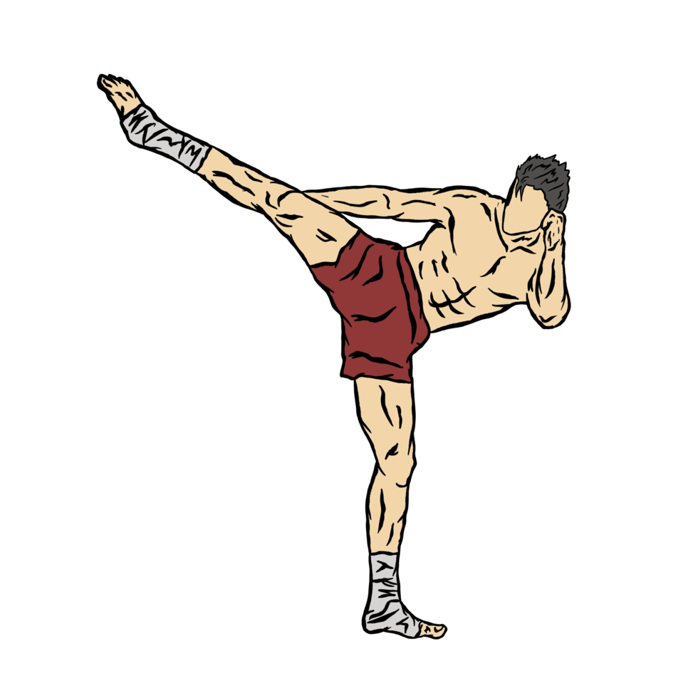 illustration silhouette muay thai fighter png