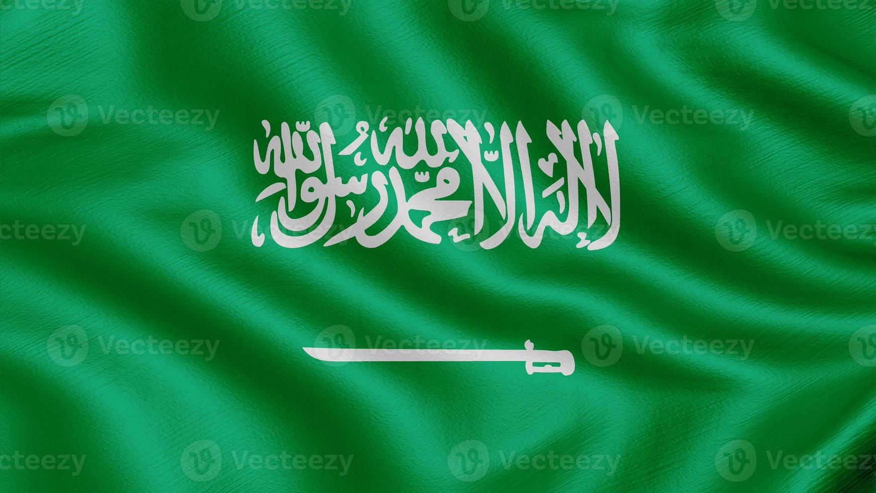 bandera de saudi arabia realista ondulación bandera 3d hacer ilustración con muy detallado tela textura foto
