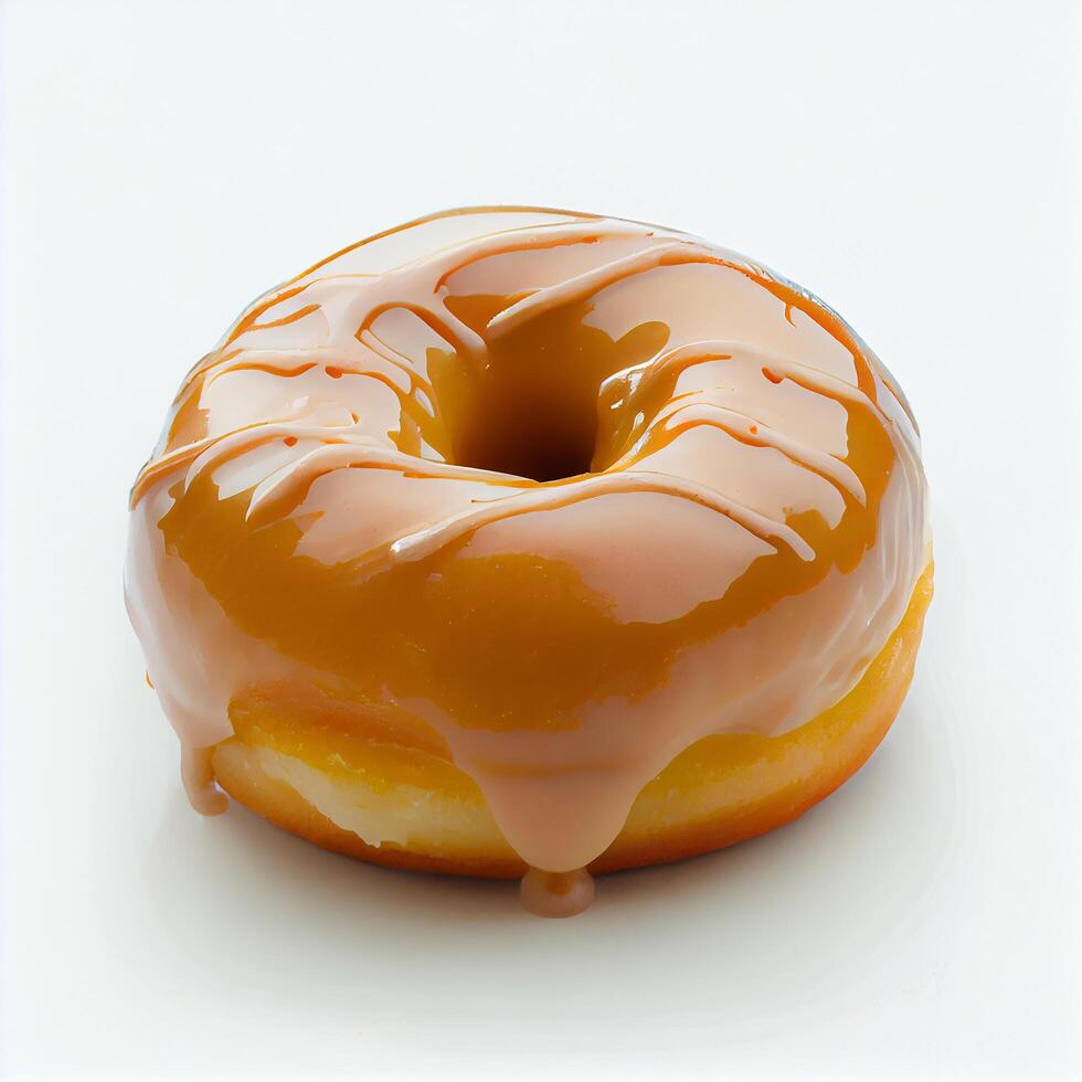 Glazed sweet realistic donut isolated on white background photo