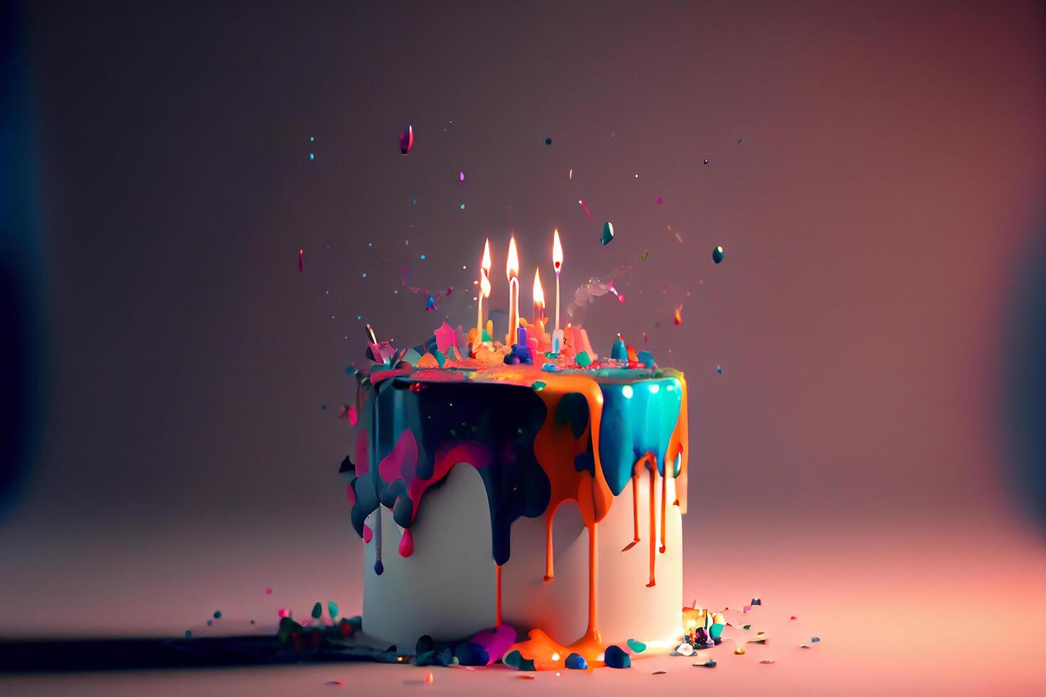 Birthday cake with candles. Illustration photo
