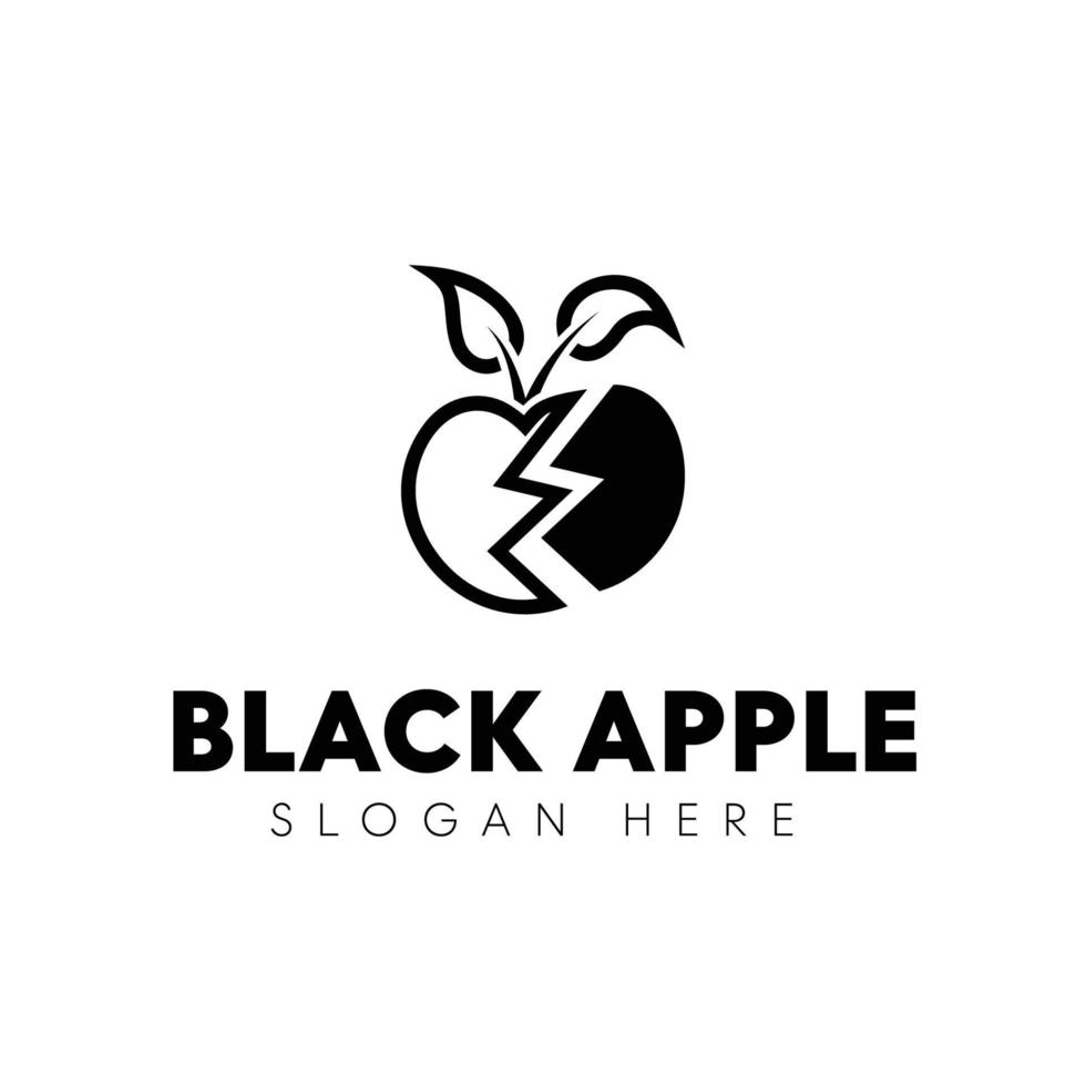 negro roto manzana logo resumen vector