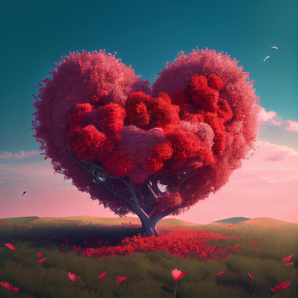 Pink Heart Shaped Tree. photo