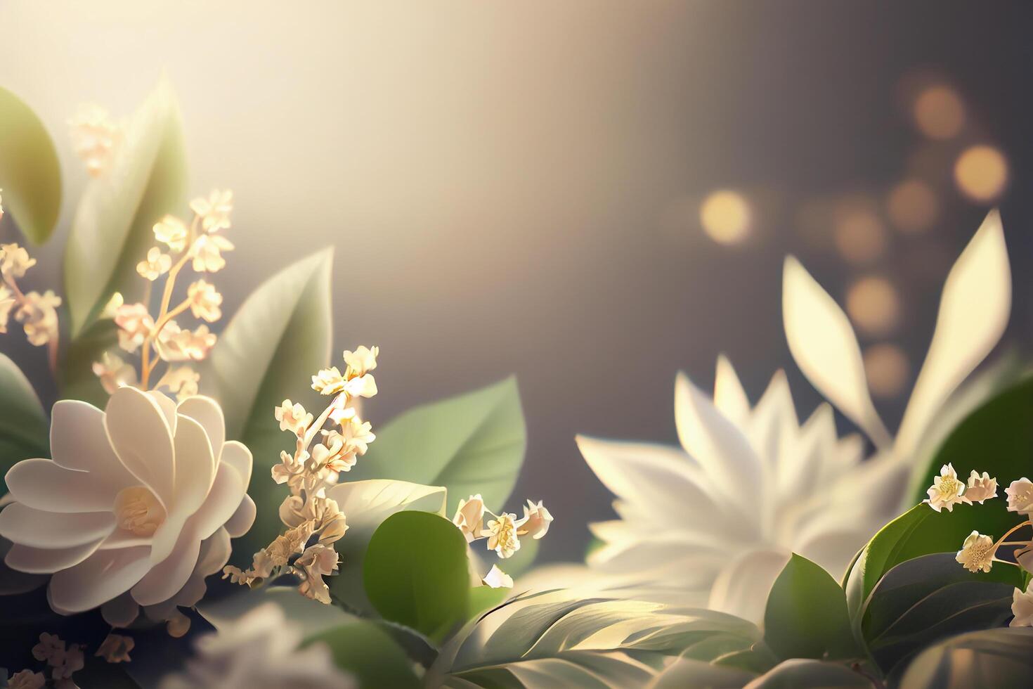 Realistic Wedding Floral Border Blur. Illustration photo