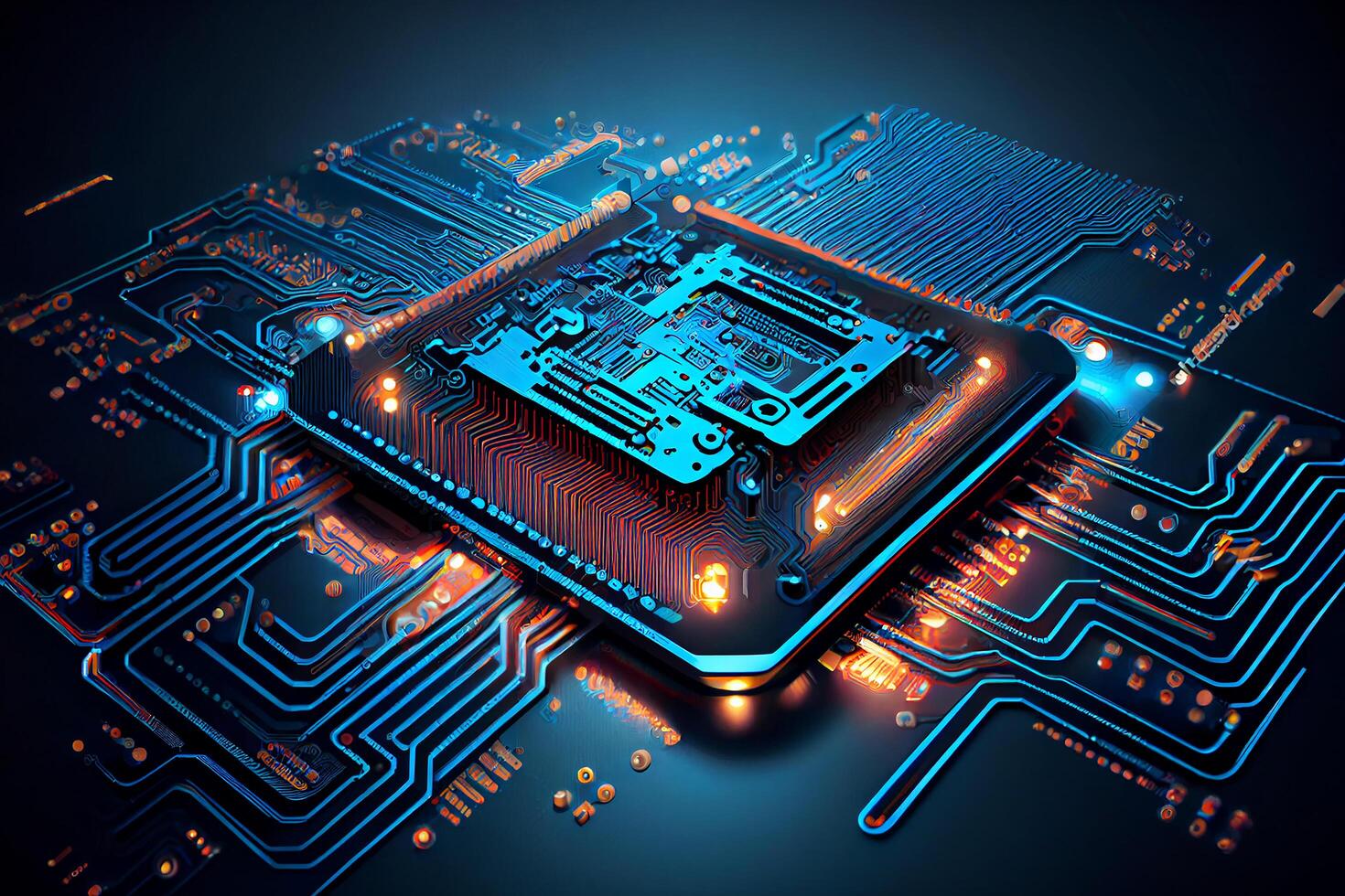 background with quantum computer technologies. Illustration photo