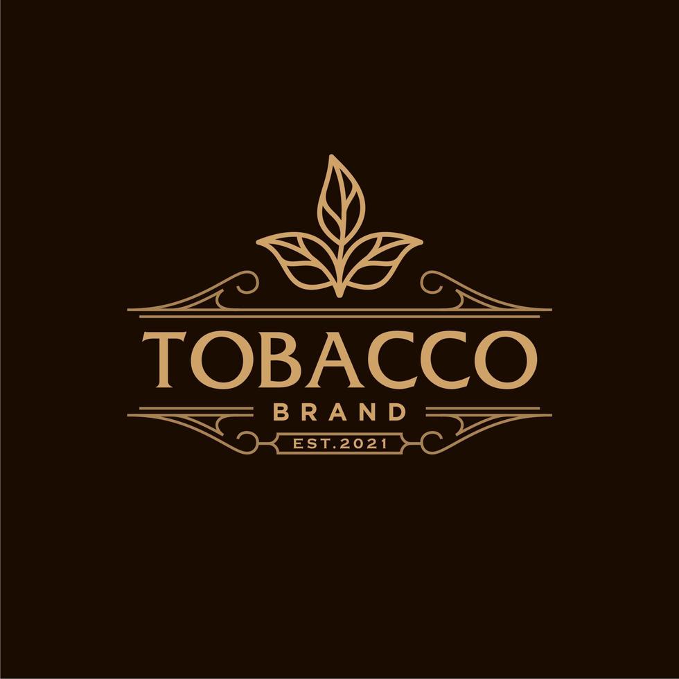 cigarrillo tabaco hoja resumen vector logo modelo. hierba rama contorno silueta con retro tipografía. Clásico lujo ornamento emblema diseño