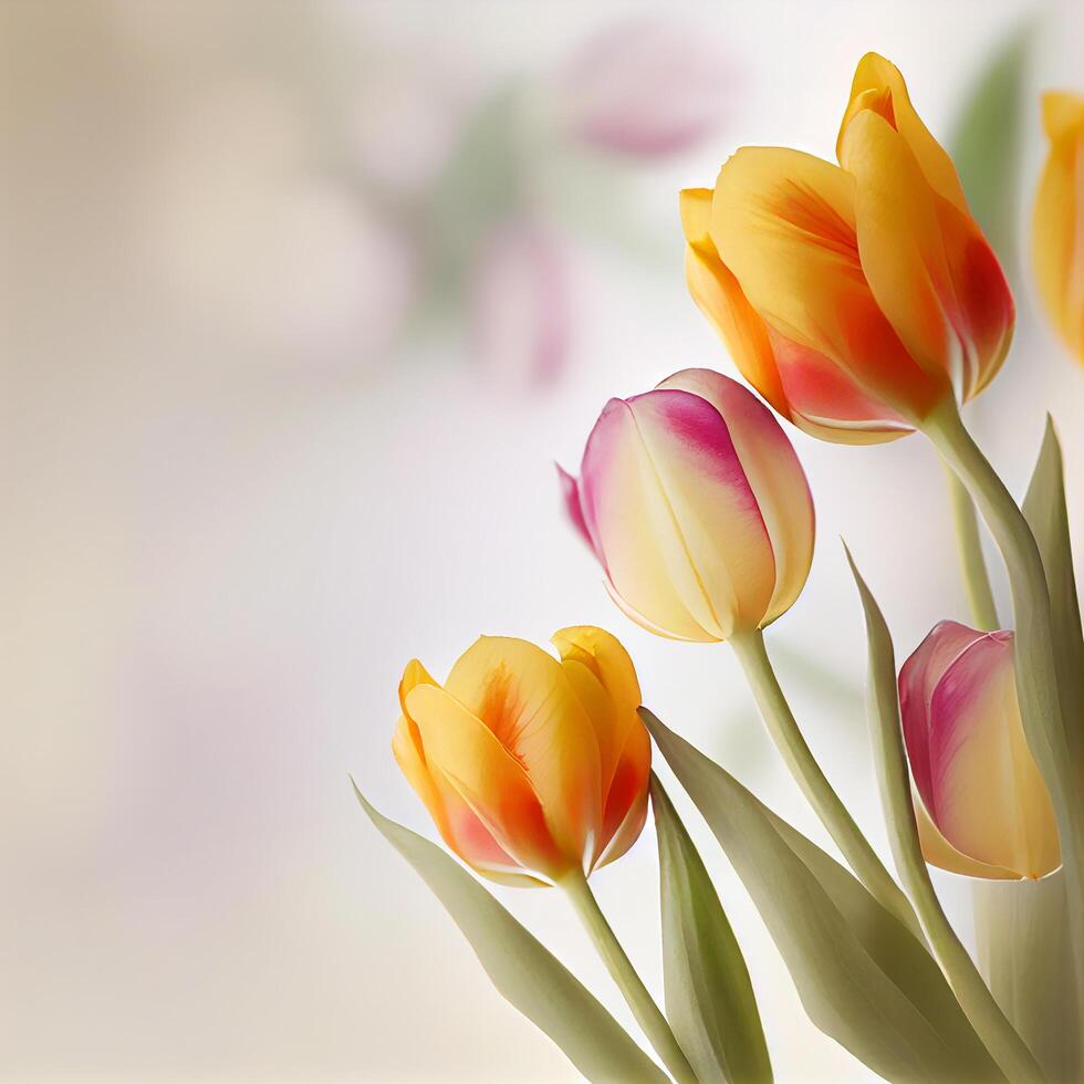 Colorful Spring Tulips Natural Background photo
