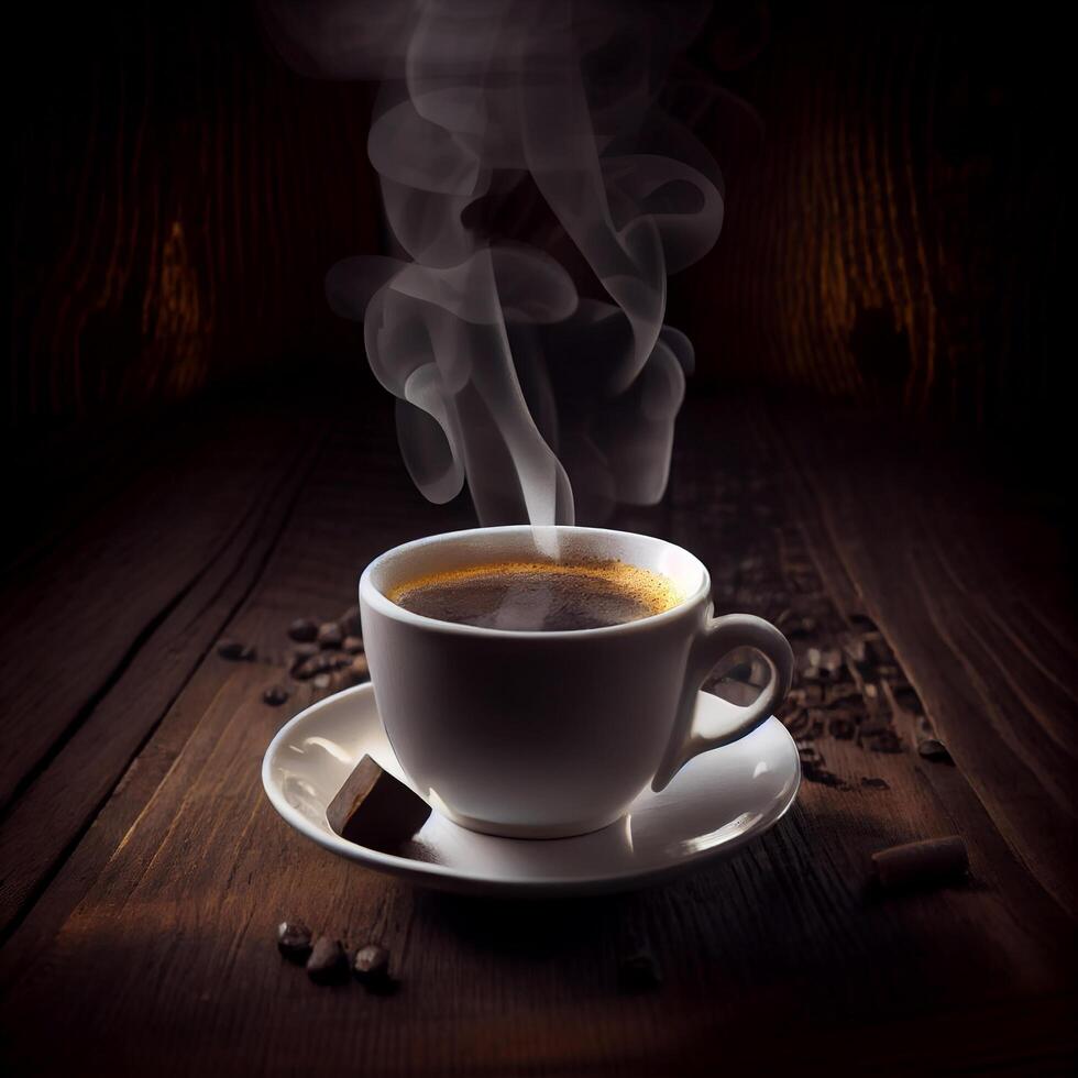 Cup of cappuccino coffee with smell coffee. Illustration photo