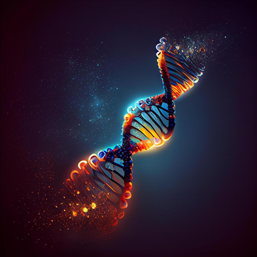 abstract lights vivid thin DNA double helix. Illustration photo