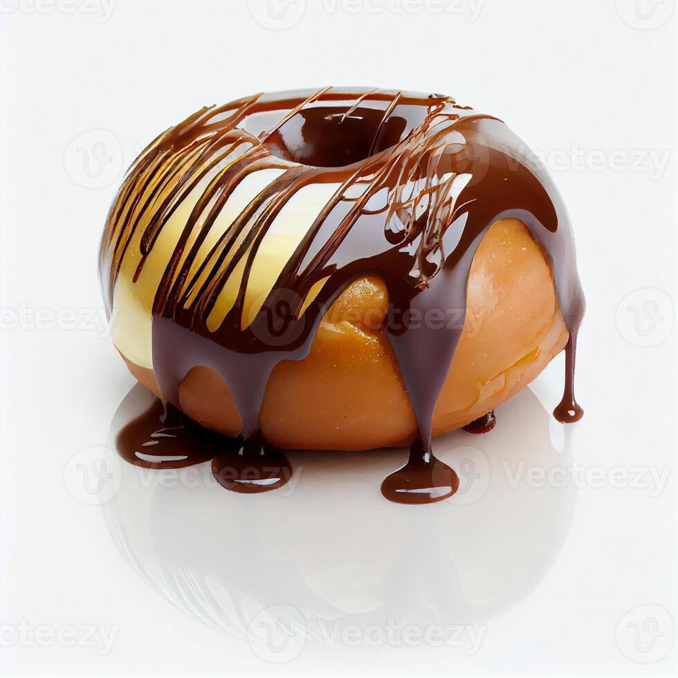 Glazed sweet realistic donut isolated on white background photo